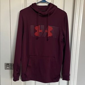Under Armour Men's Burgundy Hoodie with Red Logo